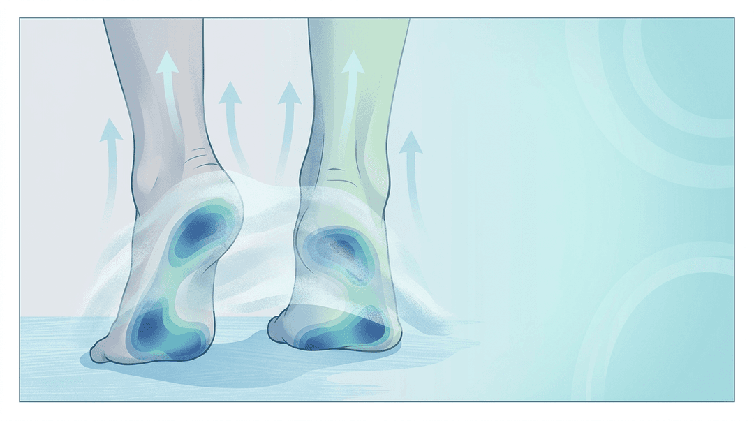 Illustrazione editoriale: neuropatia periferica diabetica, appoggio plantare e catena ascendente