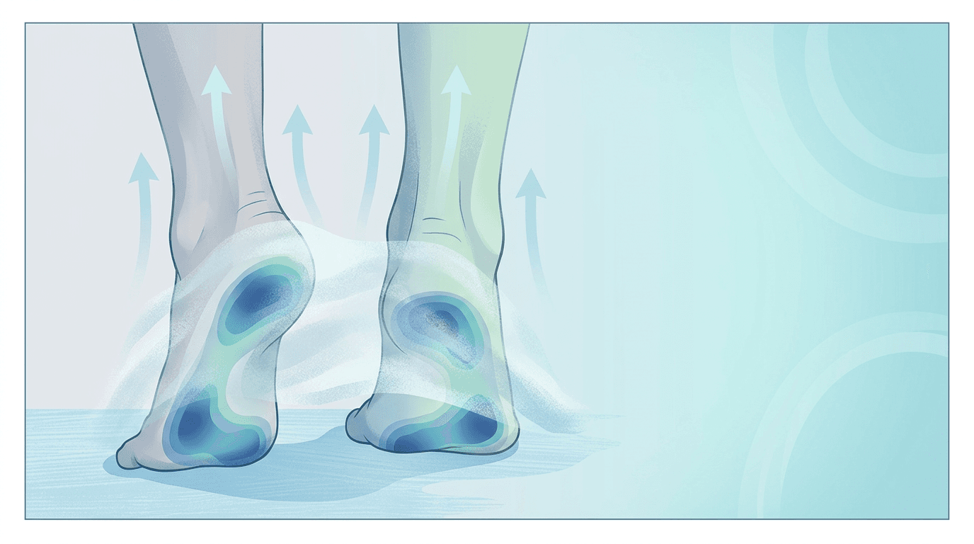 Illustrazione editoriale: neuropatia periferica diabetica, appoggio plantare e catena ascendente