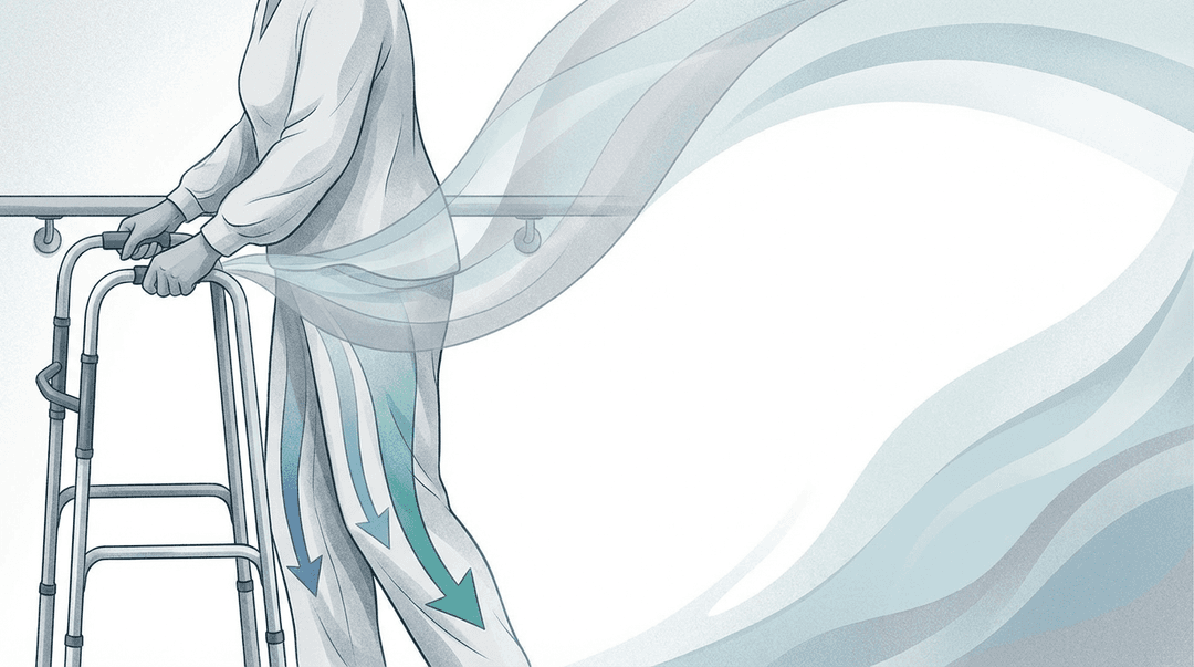 Illustrazione editoriale: sindrome di Guillain-Barré in recupero, debolezza e cingolo pelvico