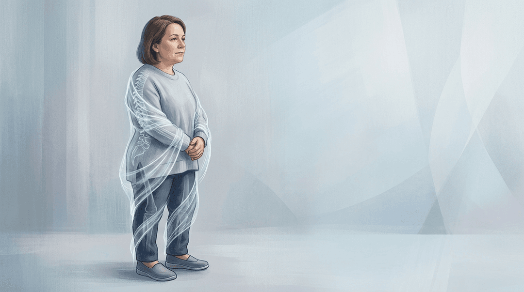 Illustrazione editoriale: osteogenesi imperfetta nell'adulto e lombalgia cronica