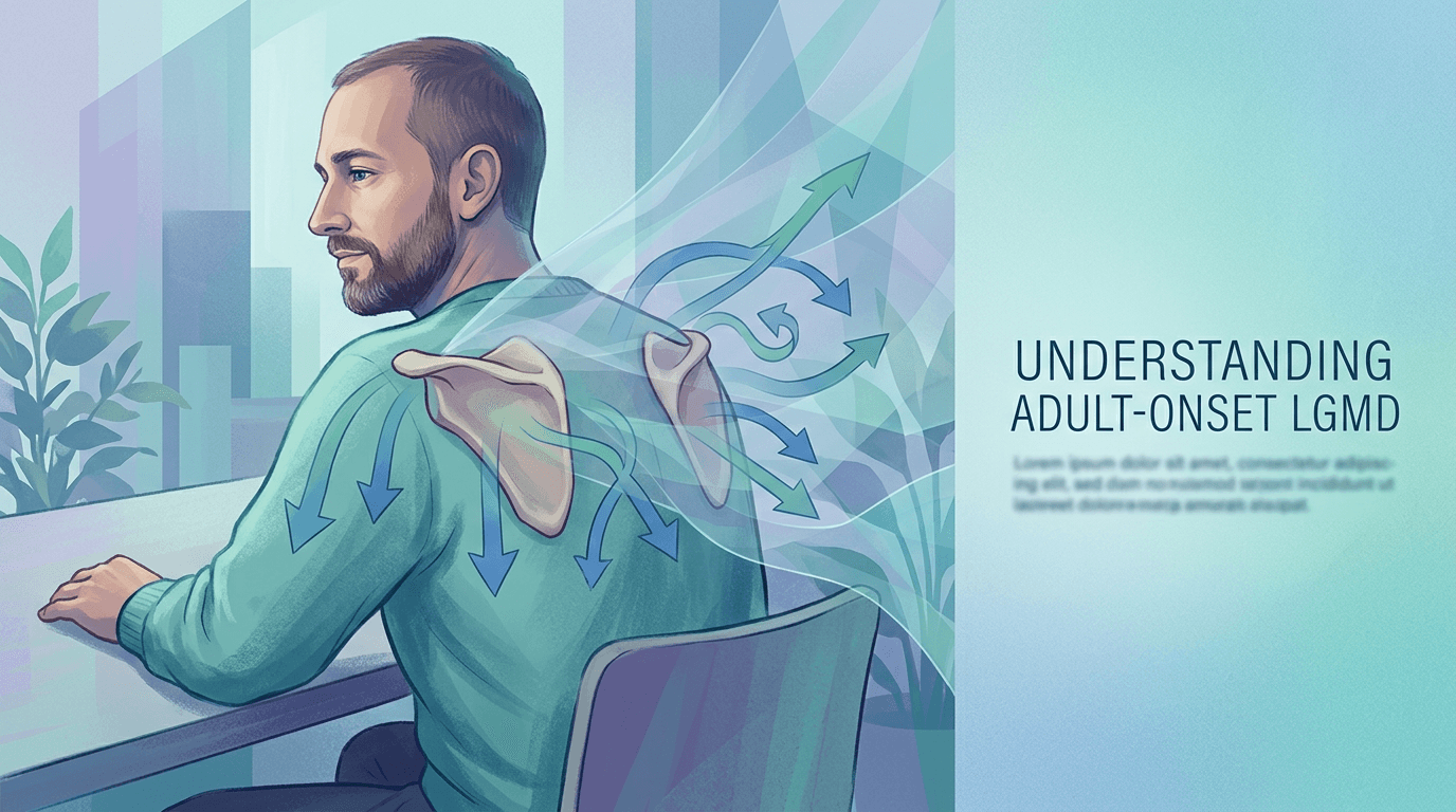 Illustrazione editoriale: distrofia muscolare dei cingoli e instabilità scapolare