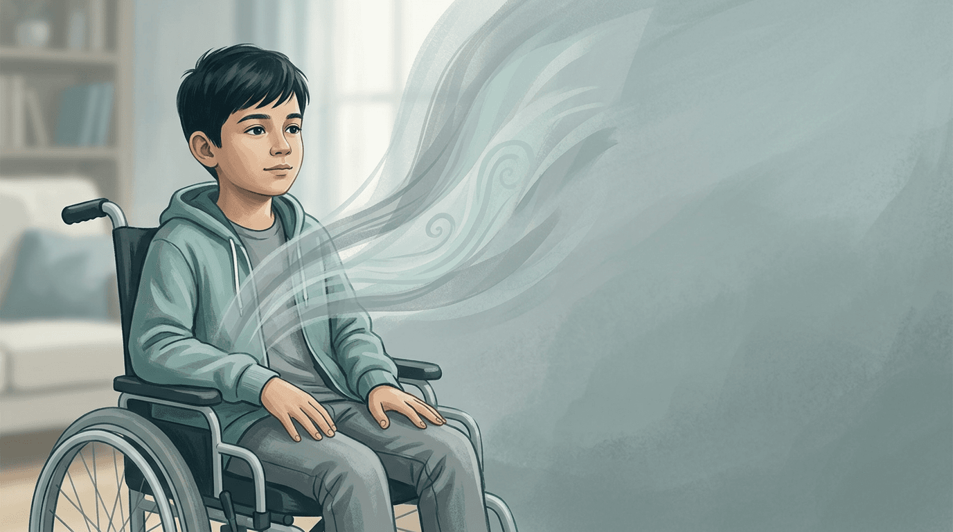 Illustrazione editoriale: distrofia di Duchenne, retrazioni fasciali e costo respiratorio