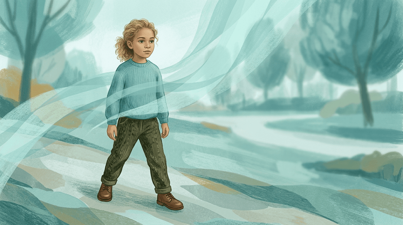 Illustrazione editoriale: atassia cerebellare infantile, postura e catene fasciali