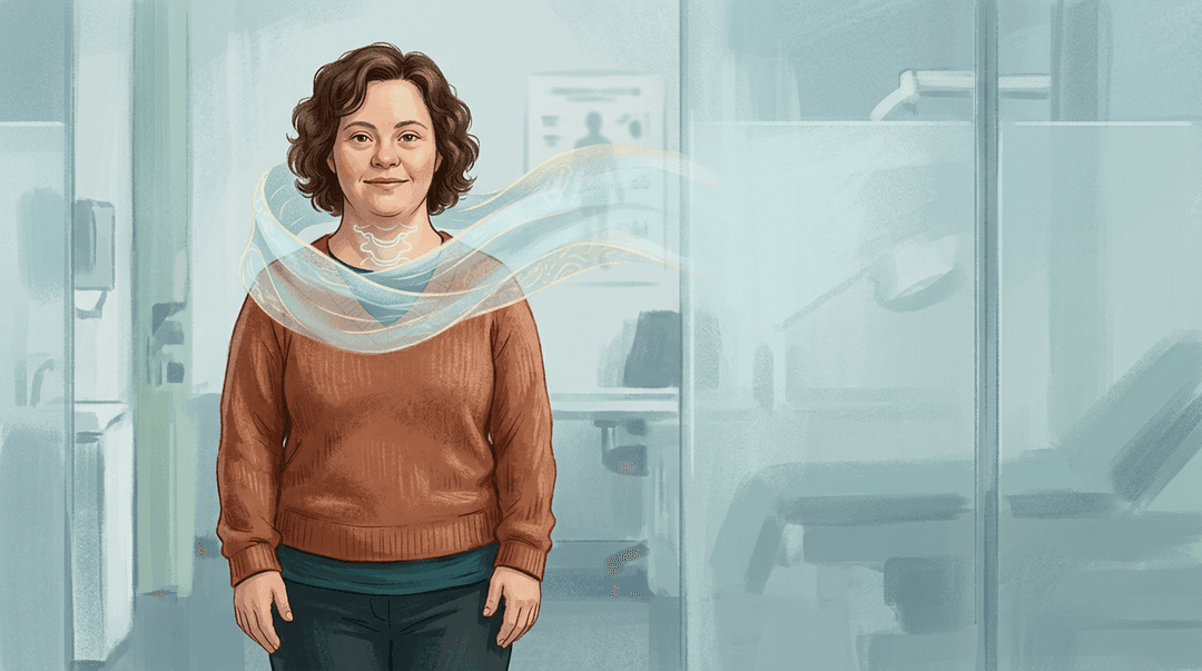 Illustrazione editoriale: sindrome di Down nell'adulto, instabilità atlanto-assiale e lombalgia