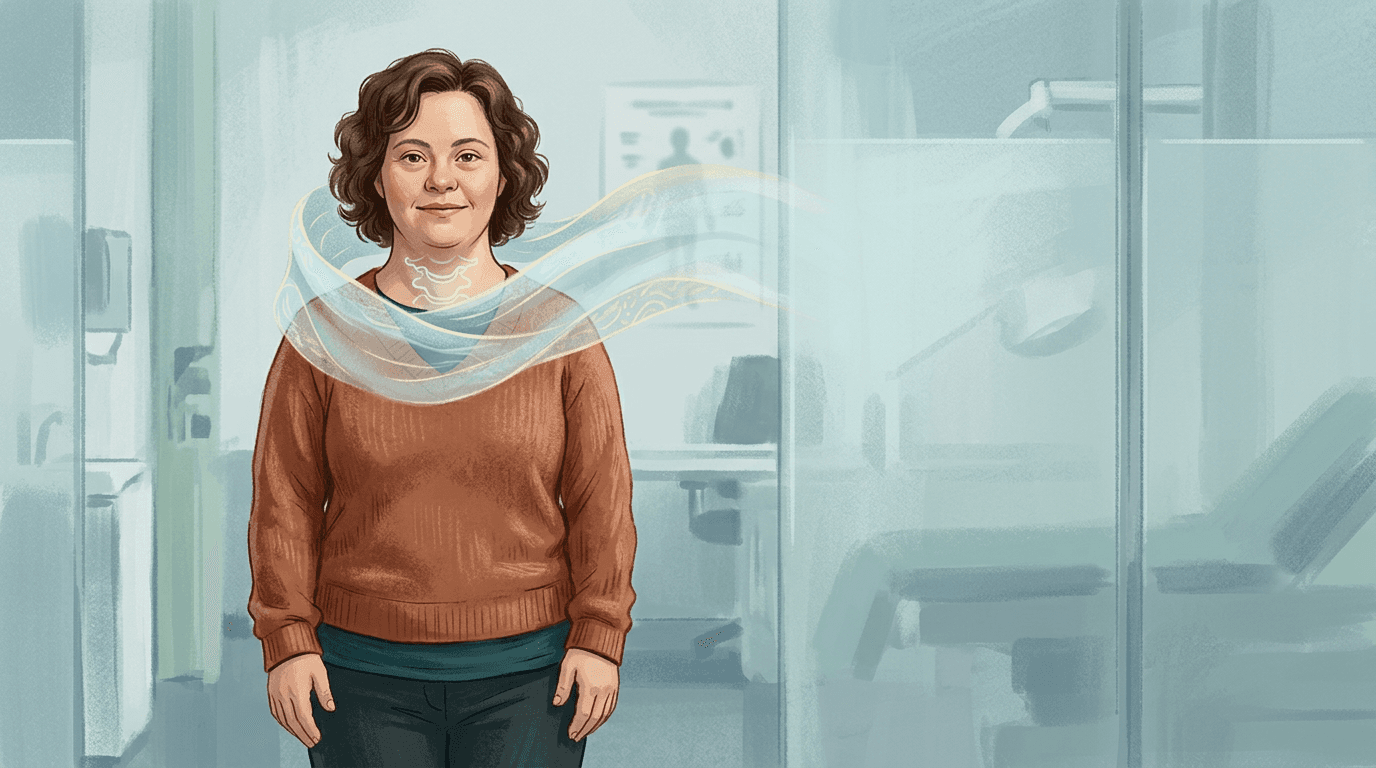 Illustrazione editoriale: sindrome di Down nell'adulto, instabilità atlanto-assiale e lombalgia