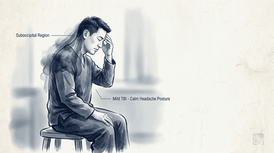 Illustrazione editoriale: esiti di trauma cranico, cefalea cronica e disfunzione cervicale