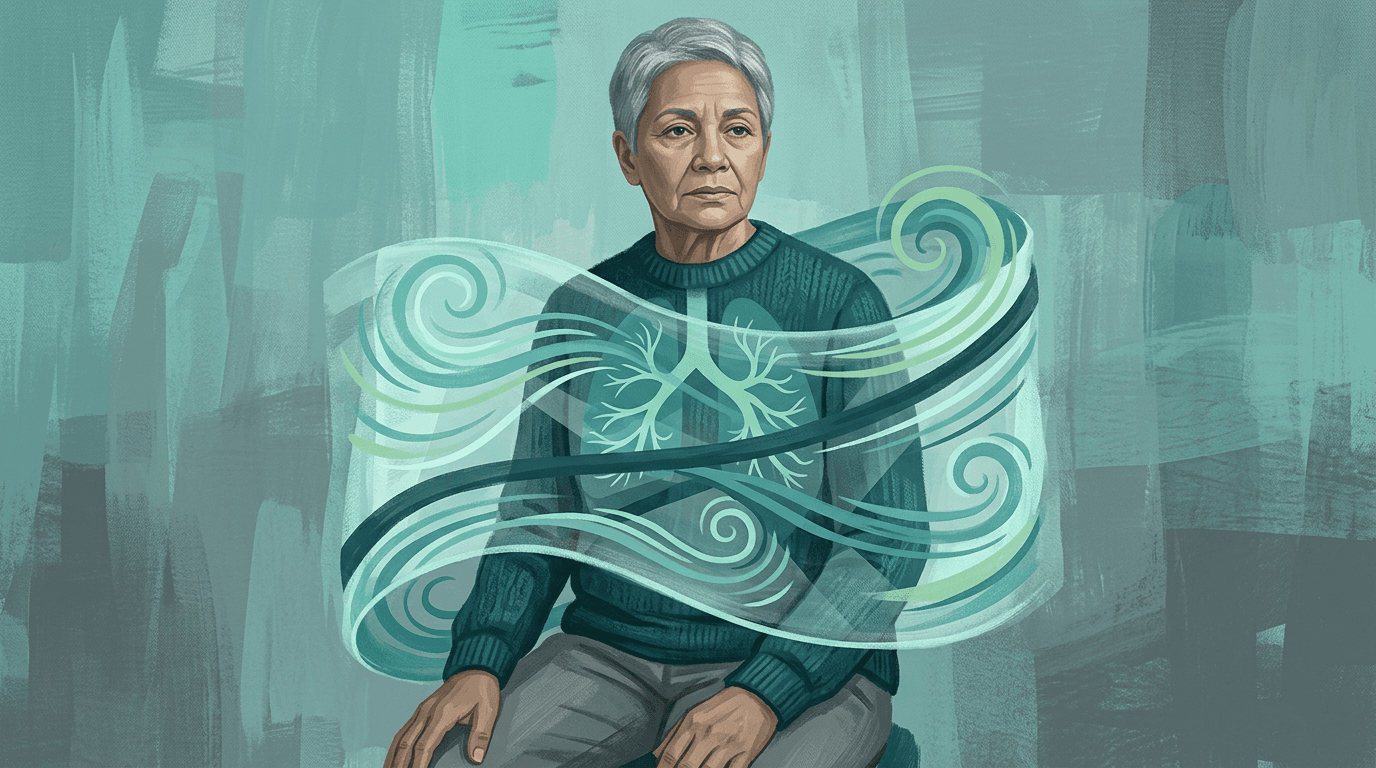 Illustrazione editoriale: malattia di Parkinson, rigidità assiale e compromissione respiratoria