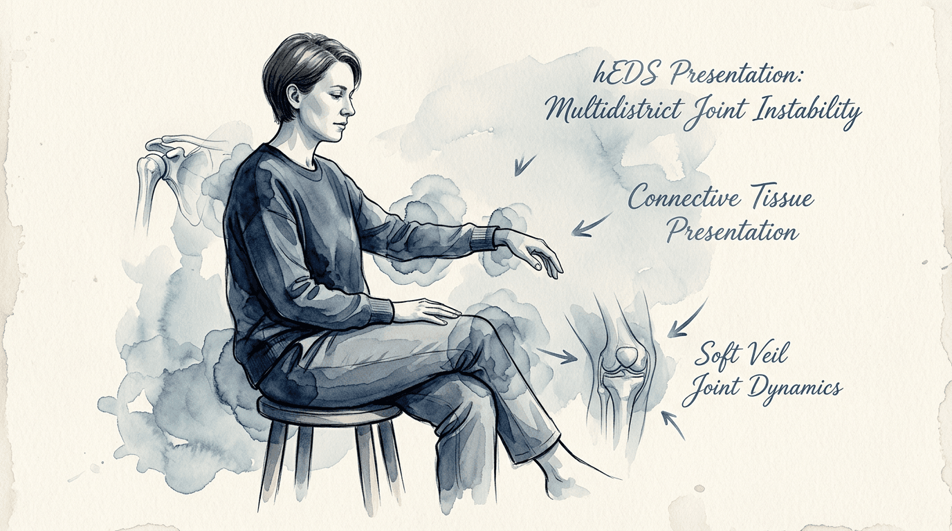 Illustrazione editoriale: sindrome di Ehlers-Danlos ipermobile, dolore multidistrettuale