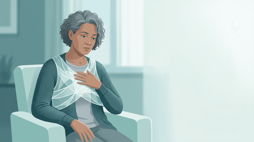 Illustrazione editoriale: rigidità toracica e fatica respiratoria in sclerosi multipla RR