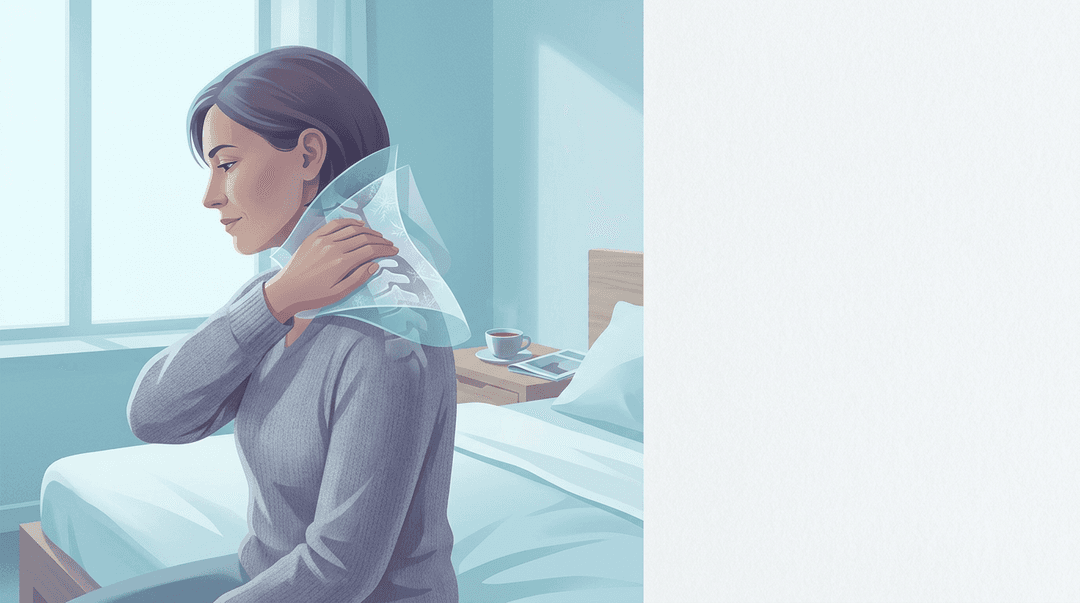 Illustrazione editoriale: dolore cervicale cronico e rigidità mattutina in artrite reumatoide stabilizzata