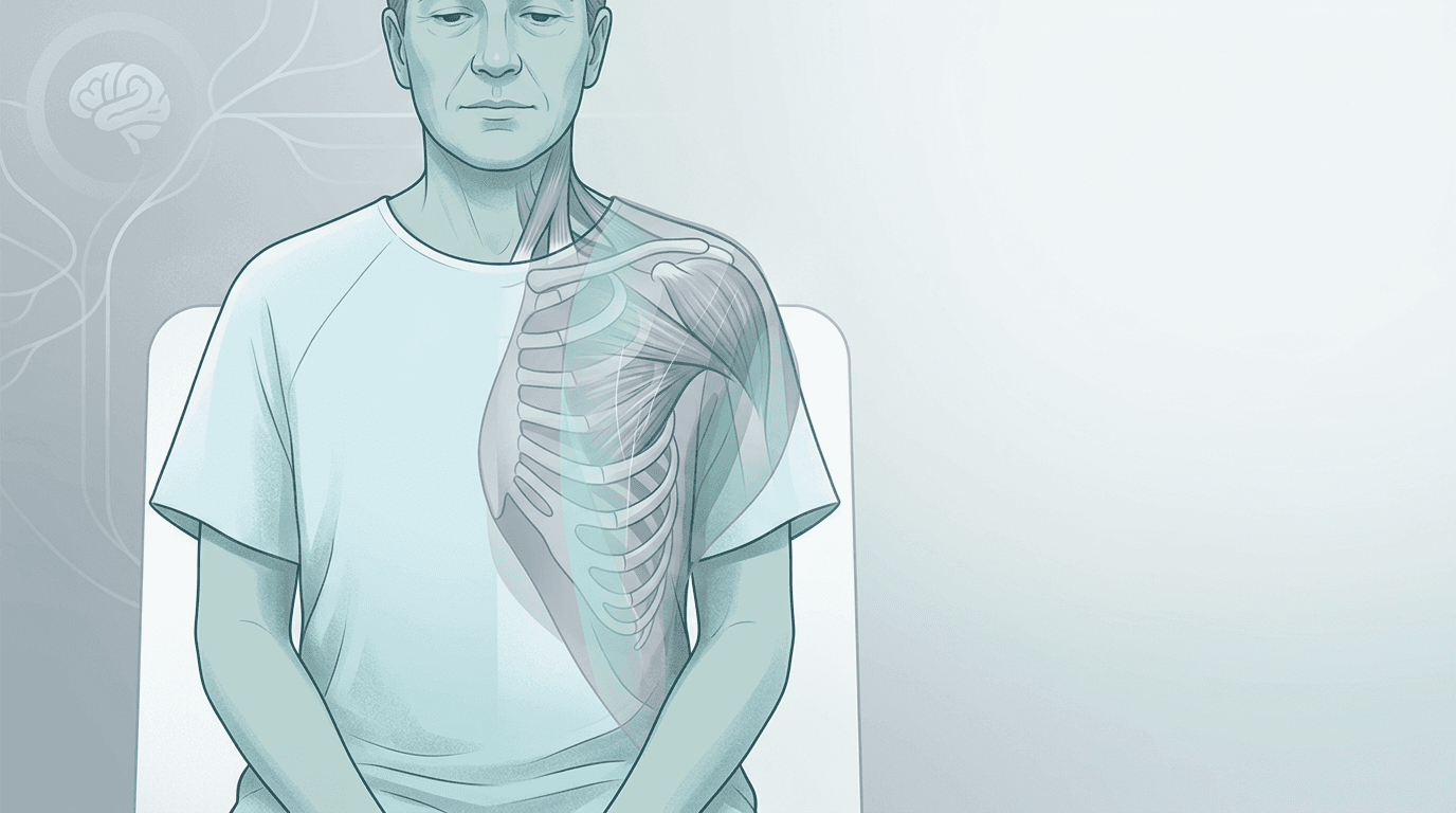 Illustrazione editoriale: rigidità costale e compensi respiratori in emiparesi post-ictus