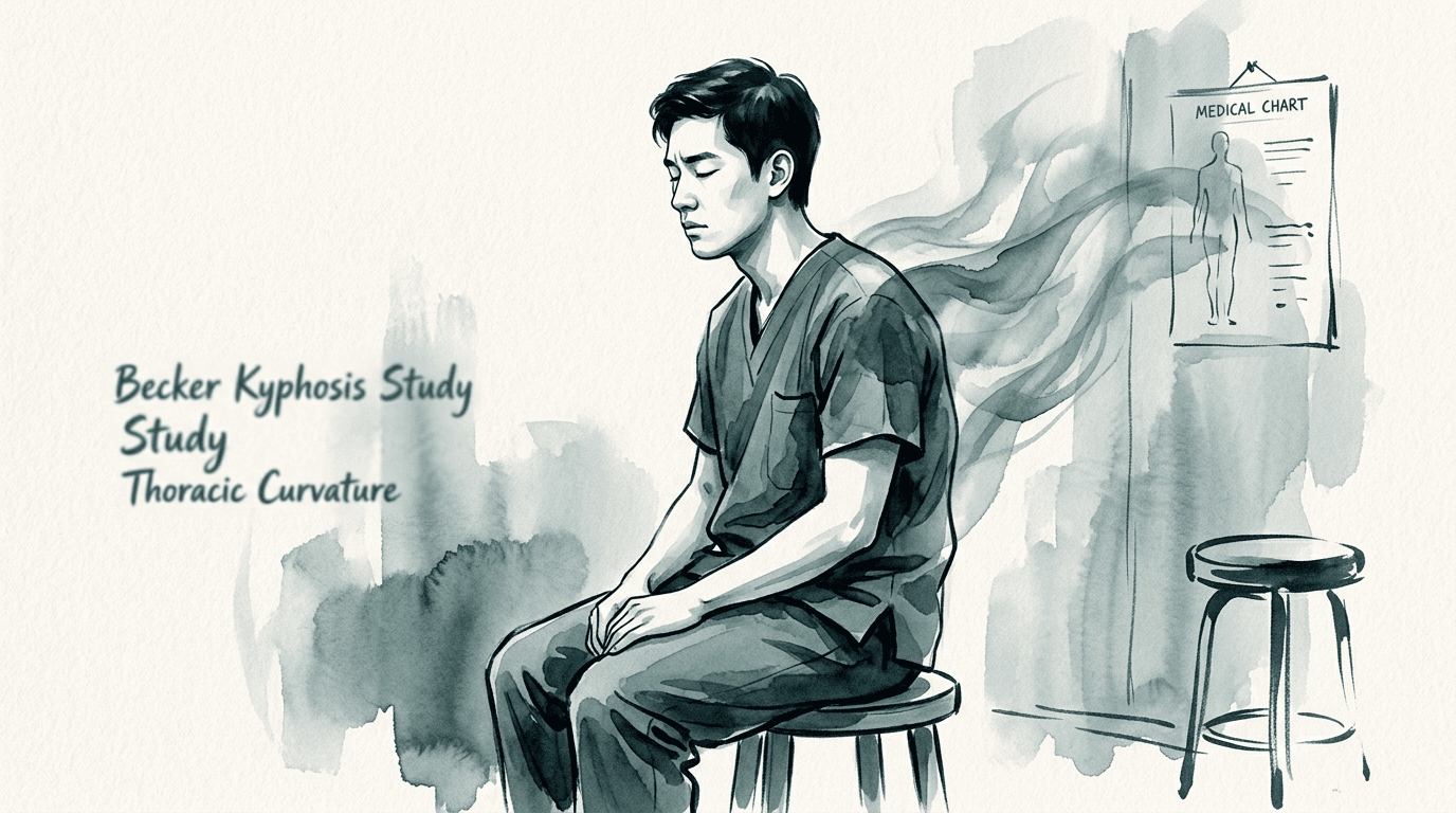 Illustrazione editoriale: cifosi progressiva e discomfort posturale in distrofia di Becker
