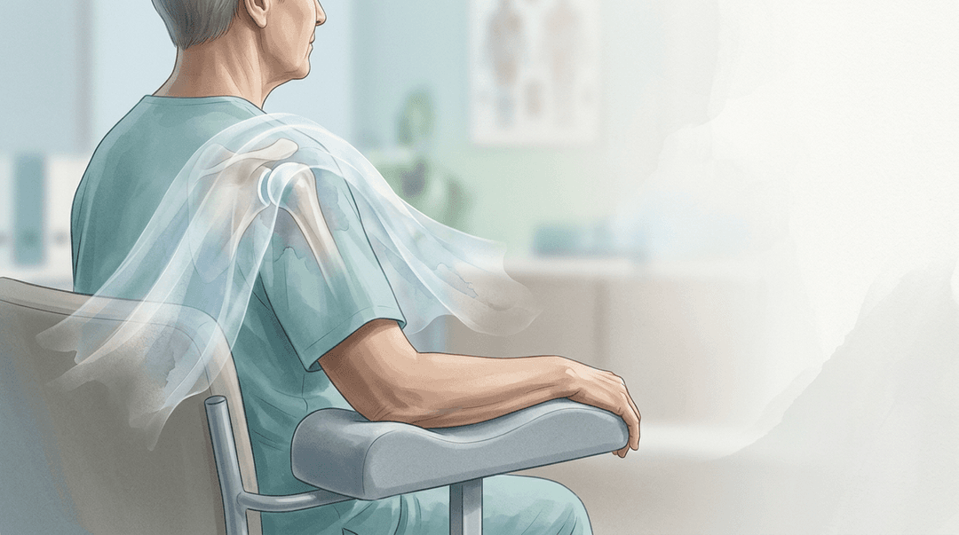 Illustrazione editoriale: dolore alla spalla emiplegica in esiti di ictus cerebrale