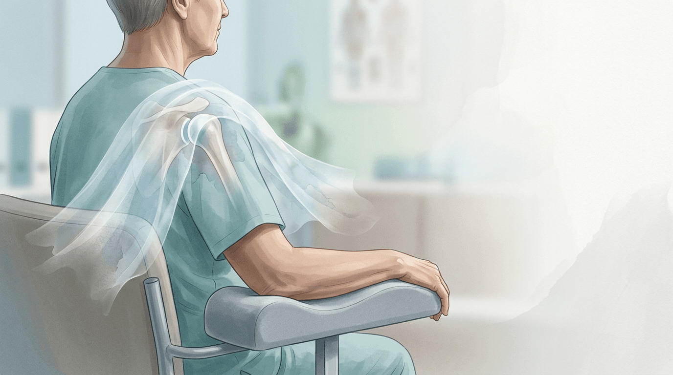 Illustrazione editoriale: dolore alla spalla emiplegica in esiti di ictus cerebrale