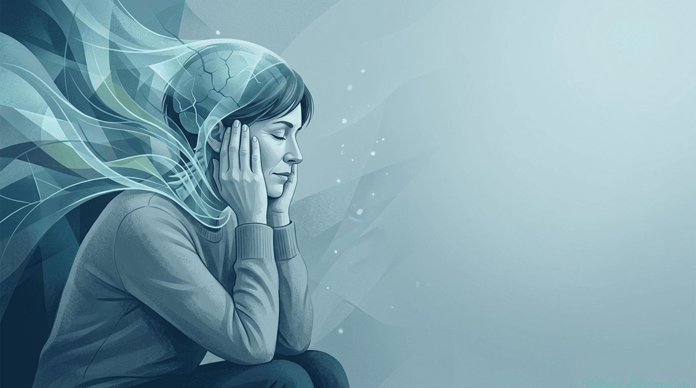 Illustrazione editoriale: cefalea persistente e disfunzione cervicale dopo trauma cranico