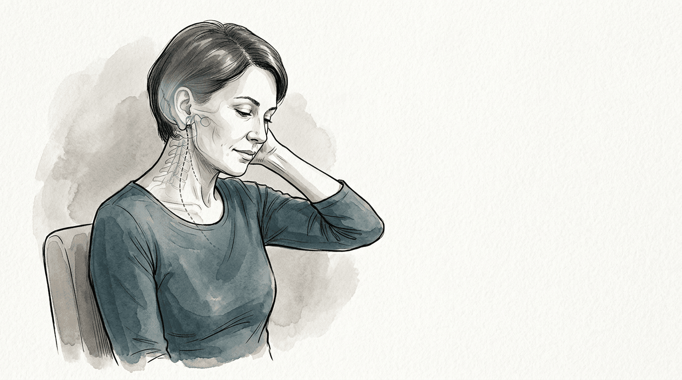 Illustrazione editoriale: disfunzione neurovegetativa, compressione condilare percepita e ipotesi vagale