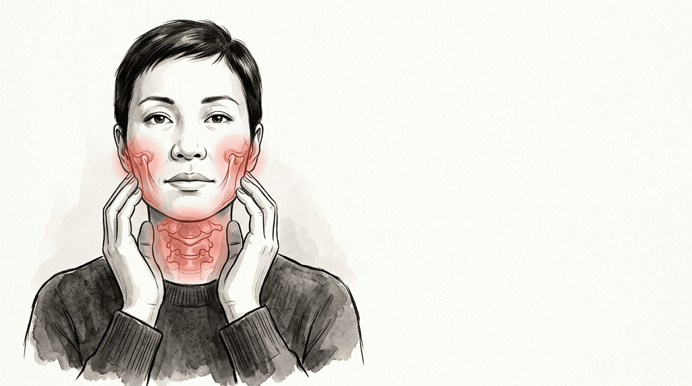 Illustrazione editoriale: ATM bilaterale, cervicalgia cronica e restrizione atlanto-assiale