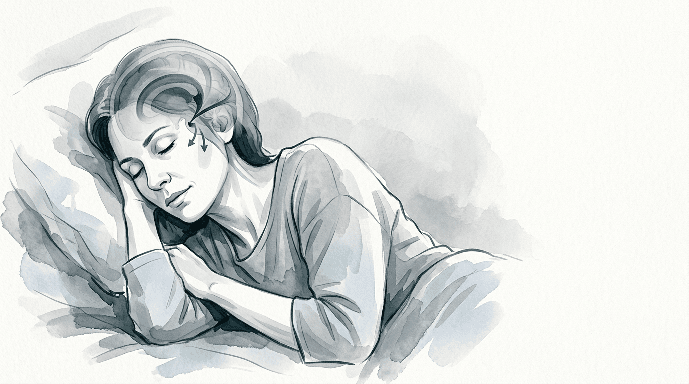 Illustrazione editoriale: disturbo del sonno, ipervigilanza autonomica e tensione membranosa intracranica percepita