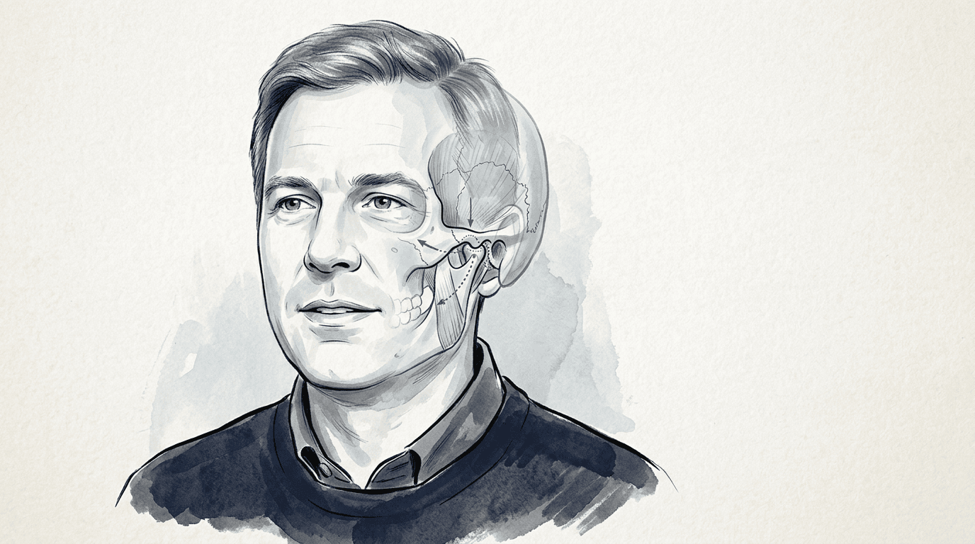 Illustrazione editoriale: disfunzione temporo-mandibolare e restrizione sfeno-squamosa