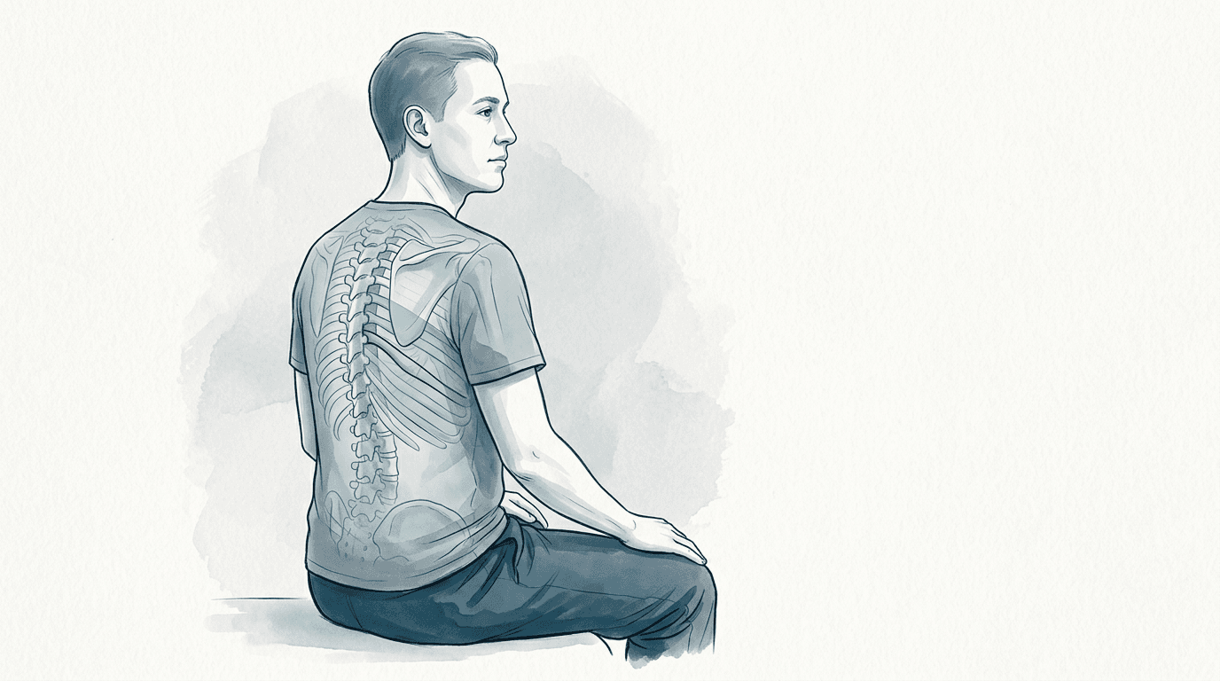 Illustrazione editoriale: dolore intercostale sinistro acuto, ottava costa sinistra in espirazione