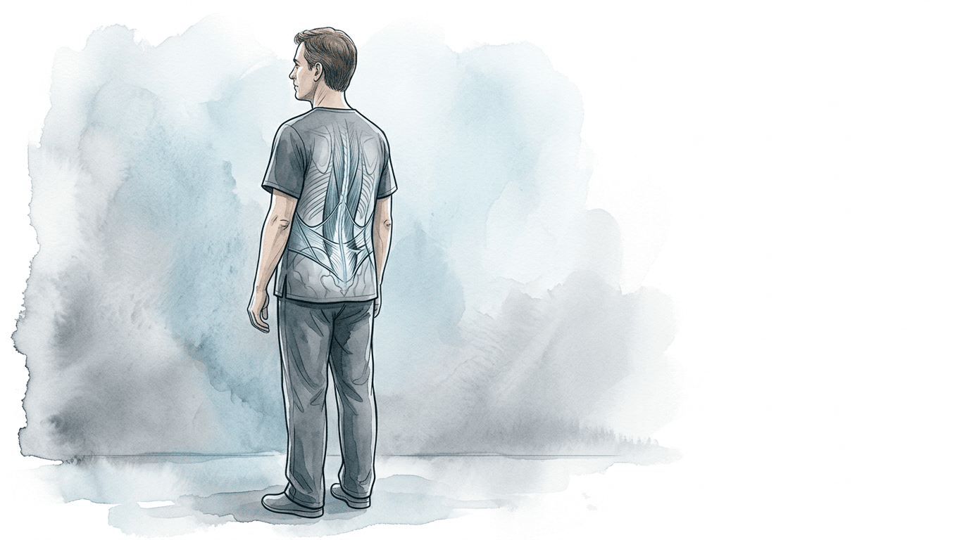 Illustrazione editoriale: disfunzioni lombari e sistema fasciale profondo