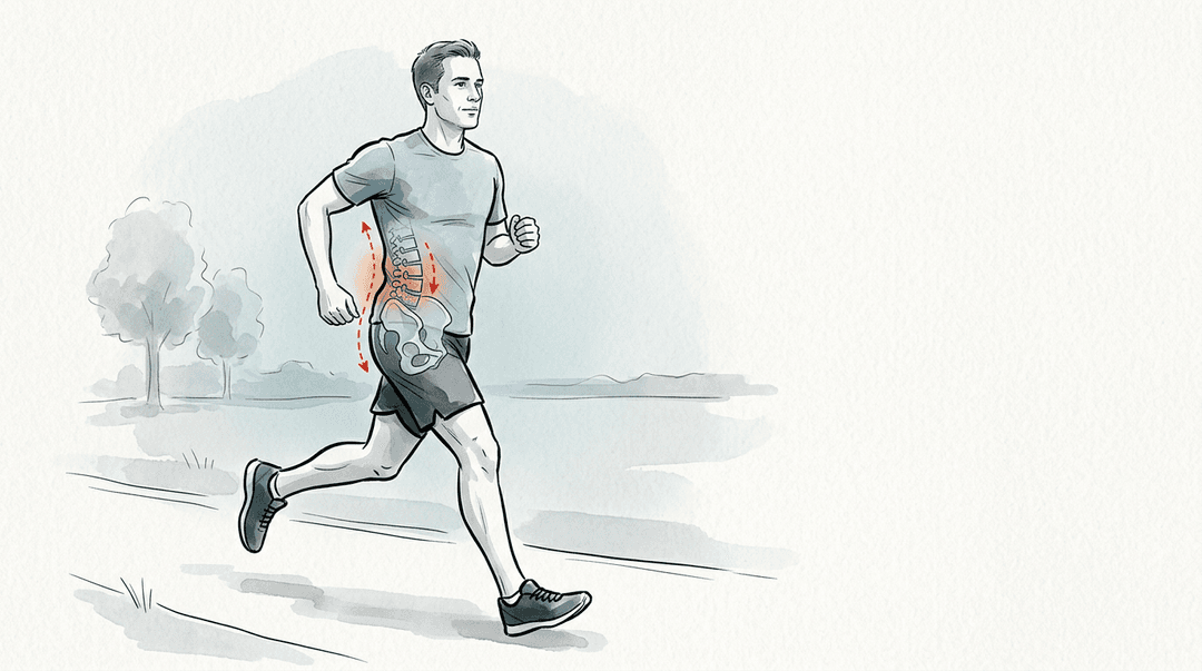 Illustrazione editoriale: disfunzioni lombari nei corridori