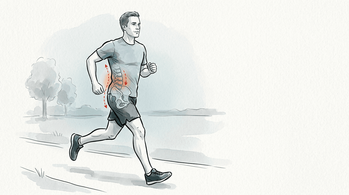 Illustrazione editoriale: disfunzioni lombari nei corridori