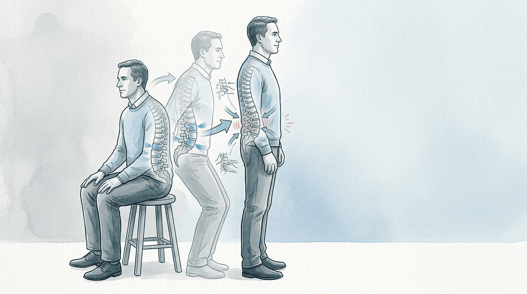 Illustrazione editoriale: approccio osteopatico nel dolore lombare intermittente