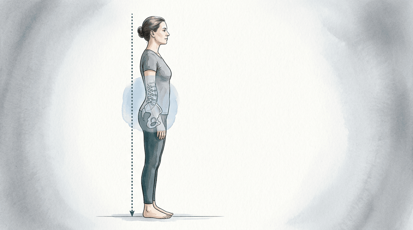 Illustrazione editoriale: disfunzioni lombari e equilibrio posturale