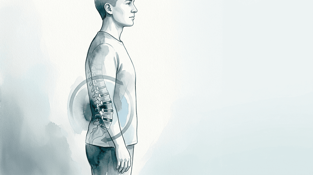 Illustrazione editoriale: trattamento osteopatico nelle lombalgie recidivanti