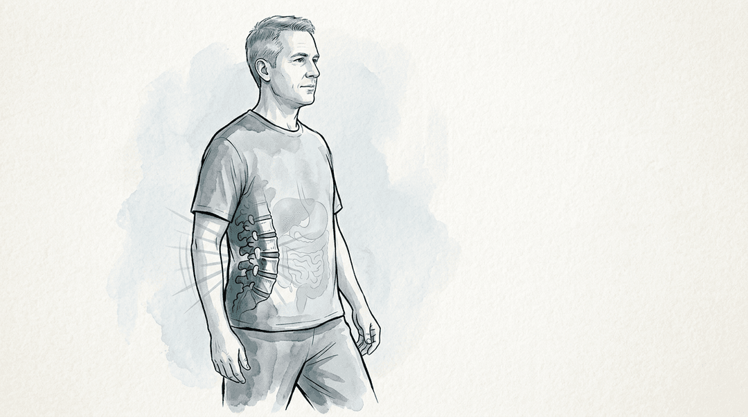 Illustrazione editoriale: instabilità lombare e disfunzioni viscerali