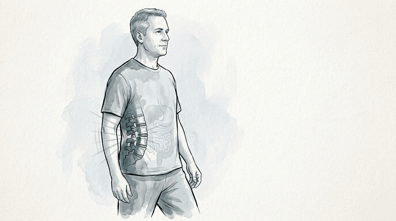 Illustrazione editoriale: instabilità lombare e disfunzioni viscerali