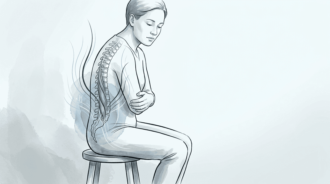 Illustrazione editoriale: dolore lombare con componente emotiva e stress