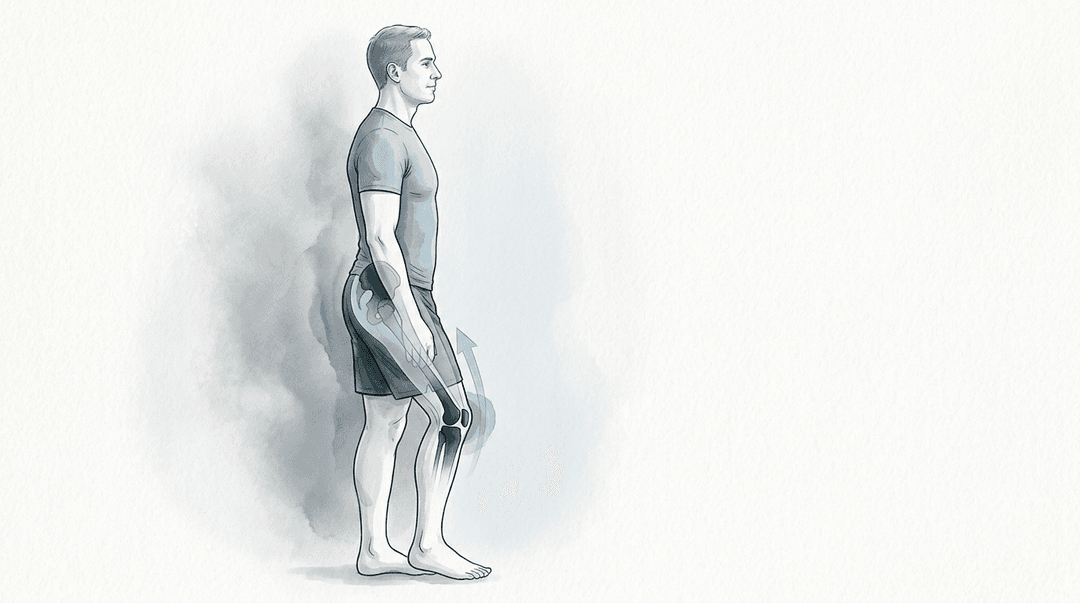 Illustrazione editoriale: ginocchio e compensi pelvici