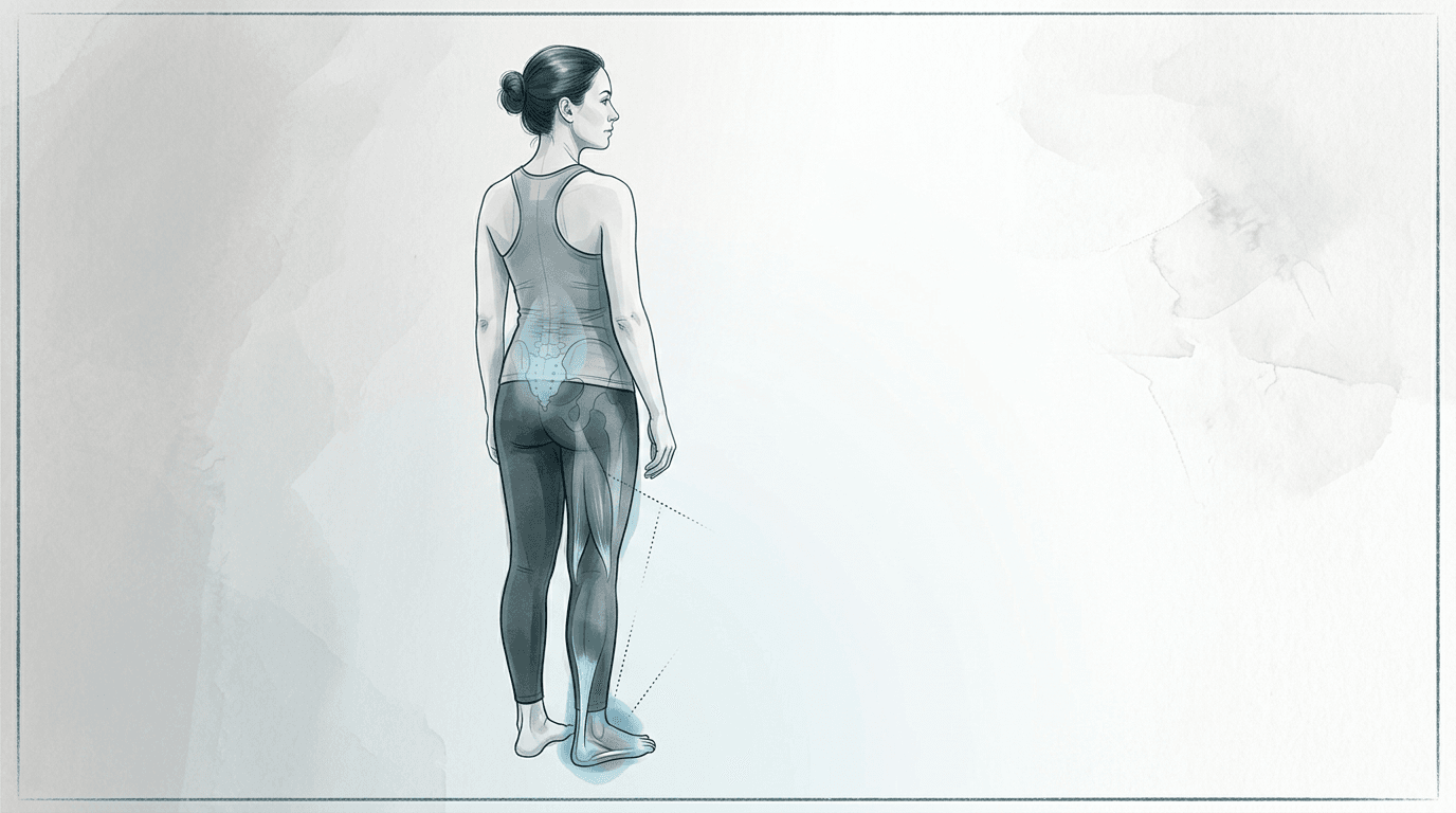 Illustrazione editoriale: fascite plantare e alterazioni della catena posteriore