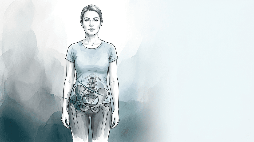 Illustrazione editoriale: dolore all'anca con squilibri posturali complessi