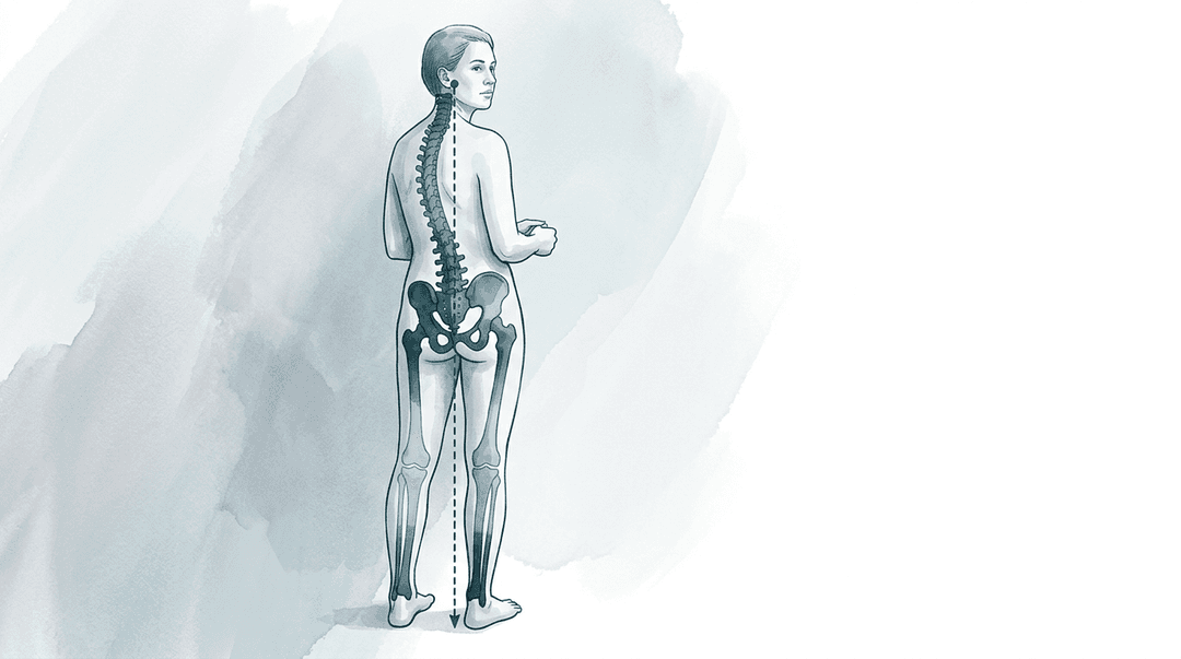 Illustrazione editoriale: squilibrio degli arti inferiori e postura globale