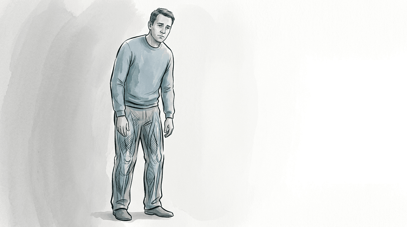 Illustrazione editoriale: dolore diffuso arti inferiori e stress cronico