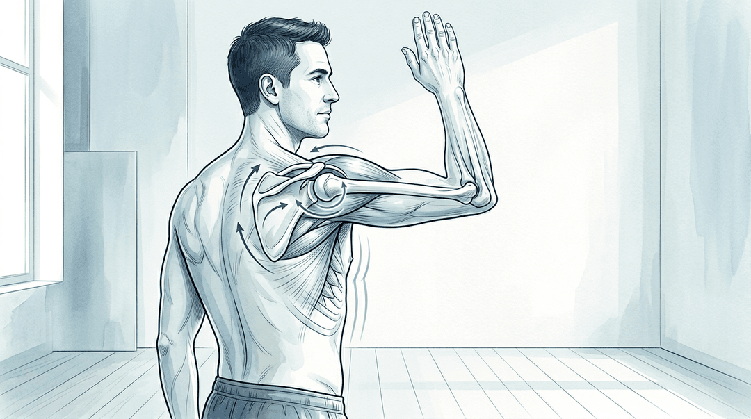 Illustrazione editoriale: sindrome subacromiale da carichi ripetuti con ritmo scapolo-omerale e rigidità costale