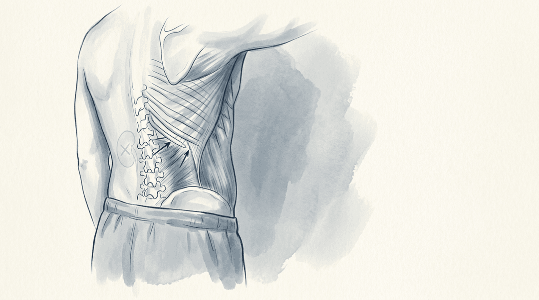 Illustrazione editoriale: dolore al fianco sinistro con esclusione renale e disfunzione della XII costa e del quadrato dei lombi