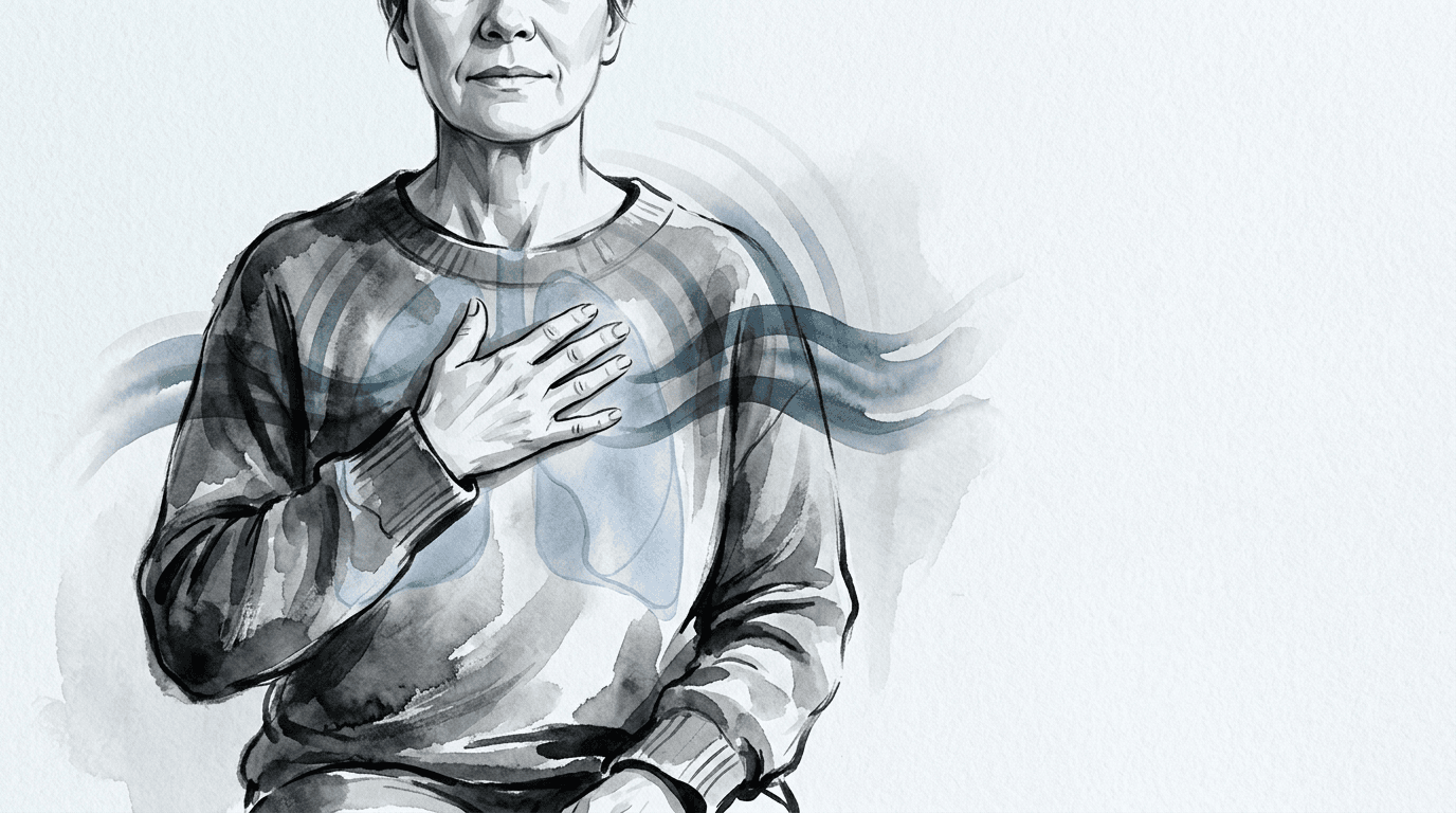 Illustrazione editoriale: Long COVID stabilizzato con dispnea residua, affaticabilità cronica e dolore muscolo-scheletrico diffuso