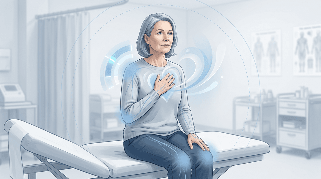 Illustrazione editoriale: multimorbilità metabolico-cardiovascolare con ridotta capacità di carico, dolore muscolo-scheletrico e confini della pratica