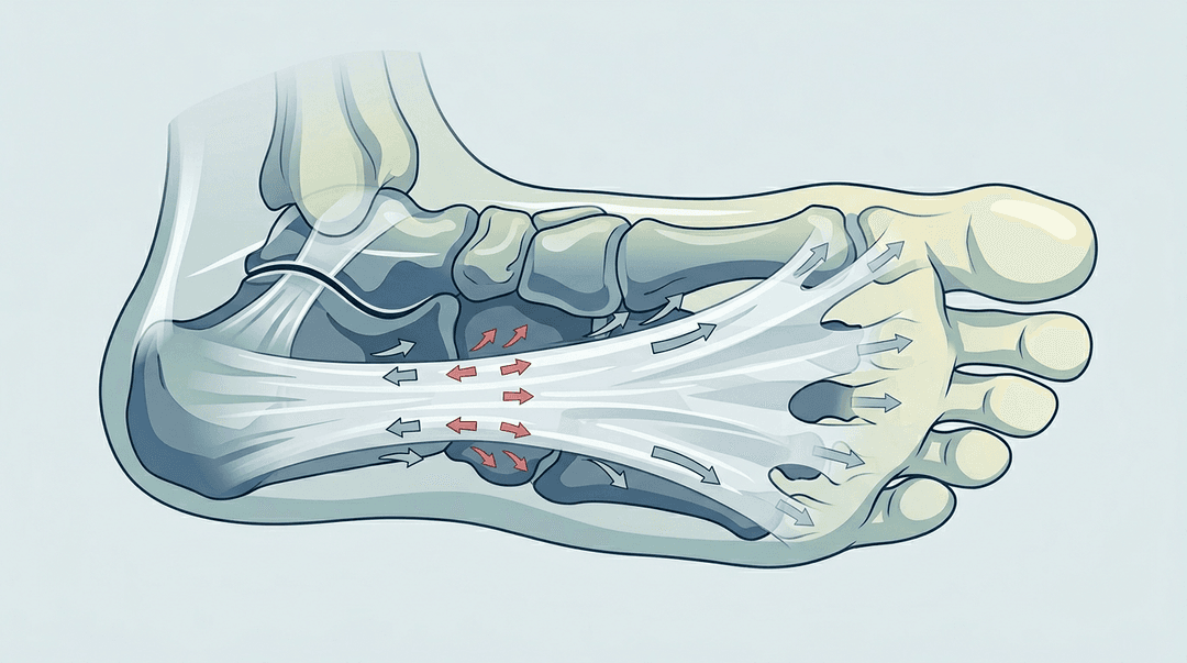 Illustrazione editoriale: fascite plantare nel calciatore amatoriale e mediopede