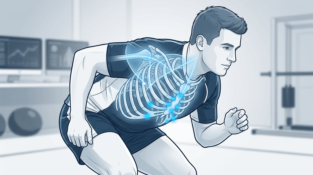 Illustrazione editoriale: sindrome da sovraccarico nel rugbista e disfunzione toracica