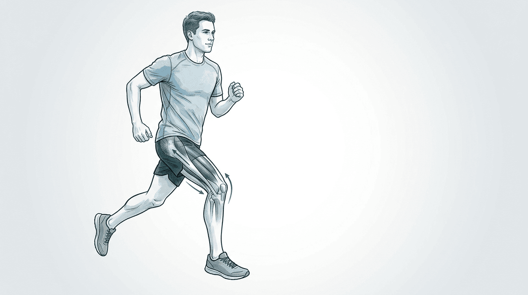 Illustrazione editoriale: sindrome della bandelletta ileotibiale nel runner e catena laterale