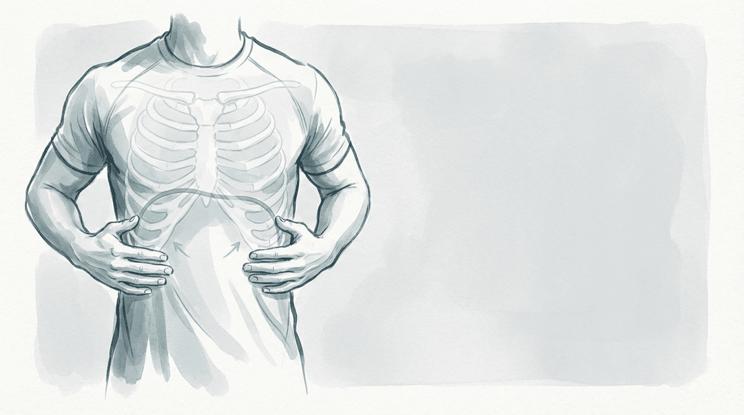 Illustrazione editoriale: disfunzioni respiratorie nel runner e meccanica toraco-diaframmatica