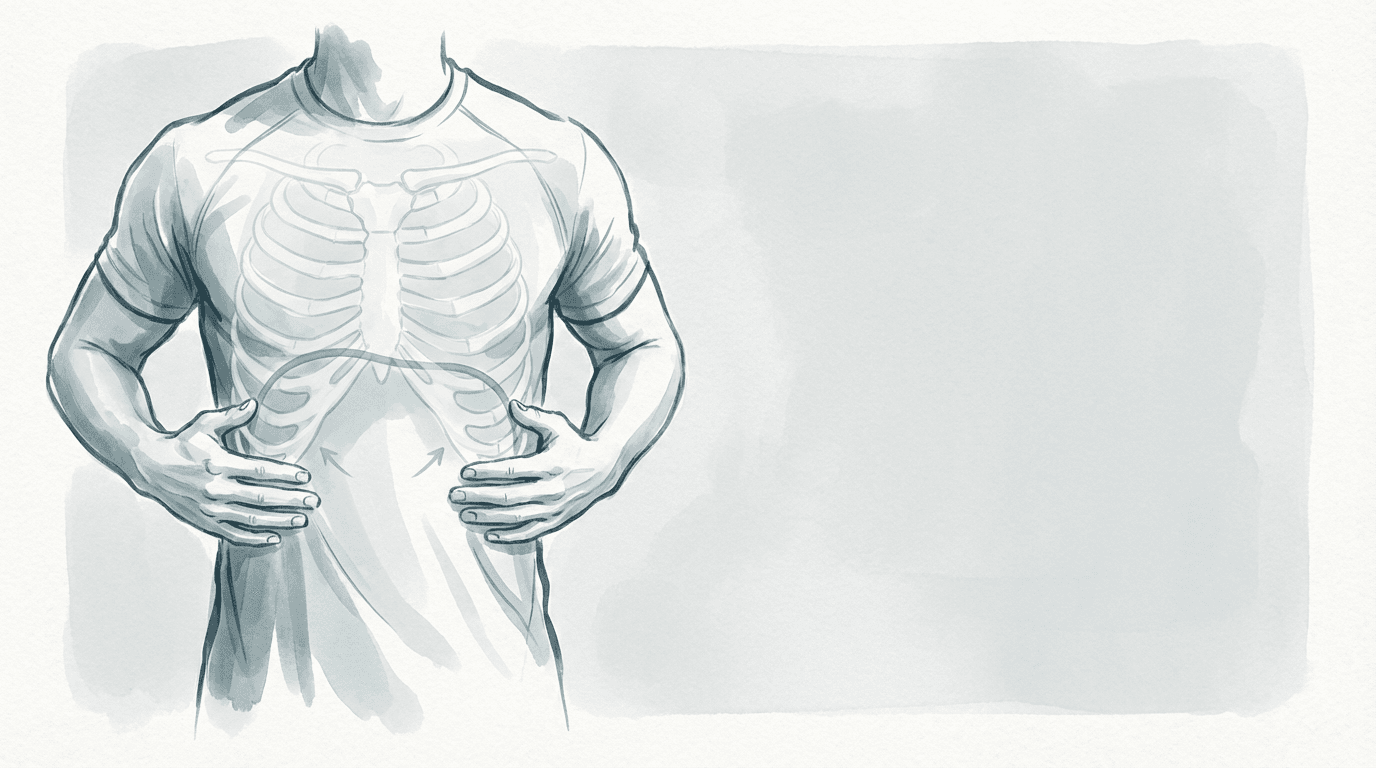 Illustrazione editoriale: disfunzioni respiratorie nel runner e meccanica toraco-diaframmatica