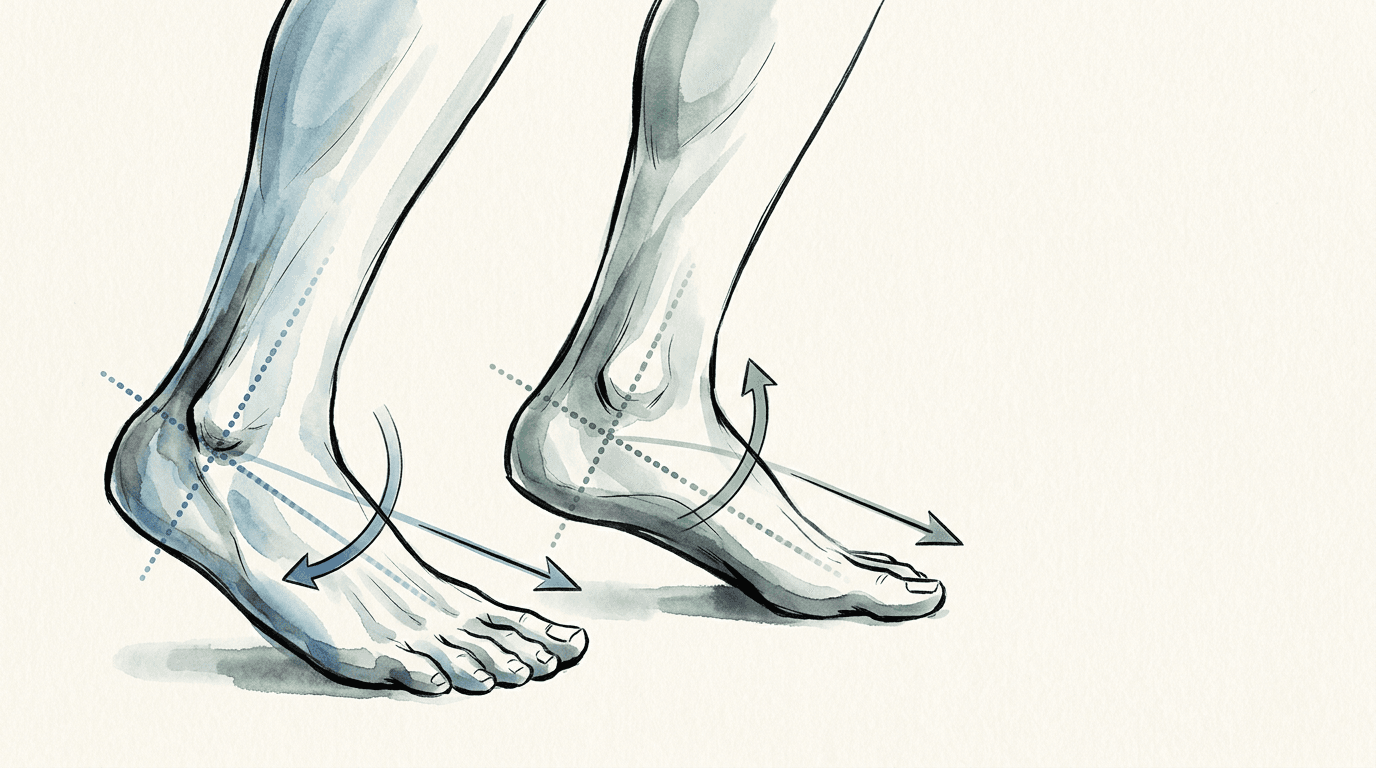 Illustrazione editoriale: alterazioni del passo nel runner e biomeccanica podalica