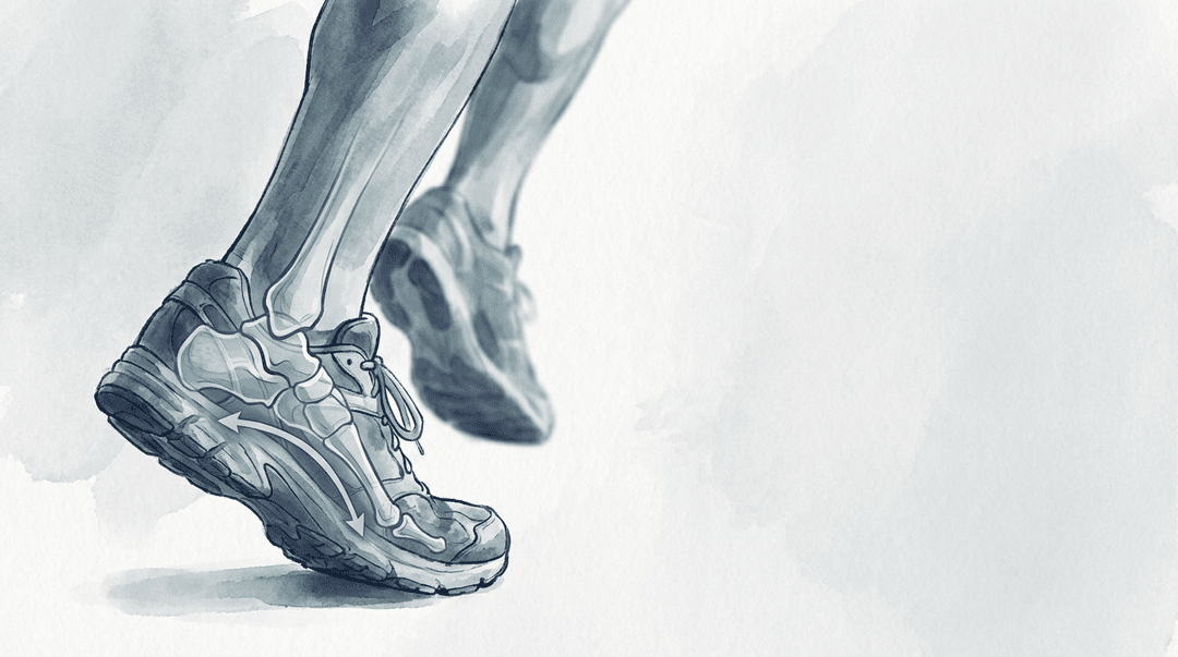 Illustrazione editoriale: disfunzioni del piede nel runner e catena podalica