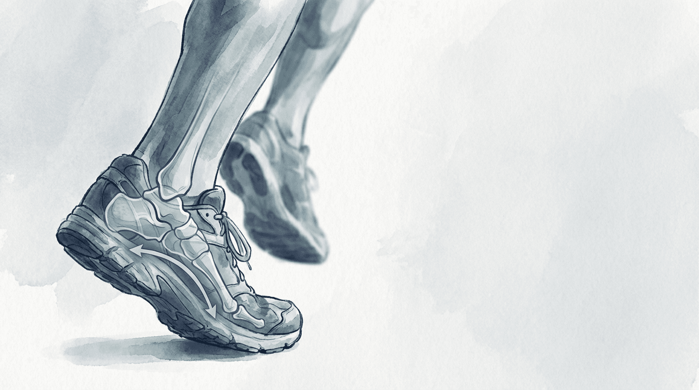 Illustrazione editoriale: disfunzioni del piede nel runner e catena podalica